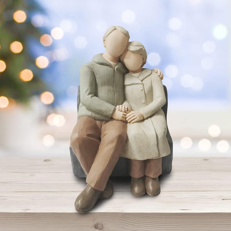10th-80th Anniversary Hand-Painted Couples Figurine Gift