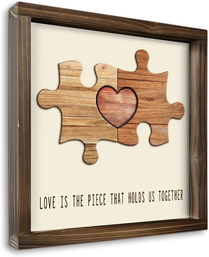 Personalized Name Puzzle Wooden Sign for Couples' Anniversary