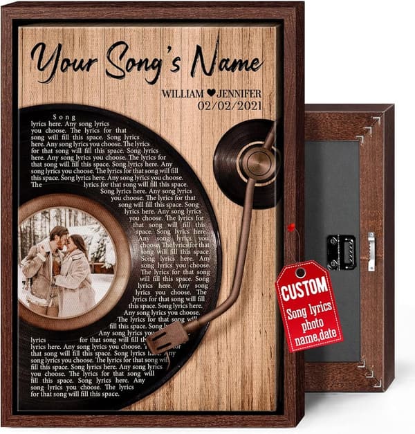 Valentine's Day Personalized Song Lyrics Framed Canvas for Him
