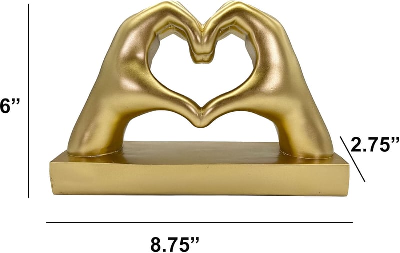 Valentine's Day Personalized Gold Heart Hand Statue for Women