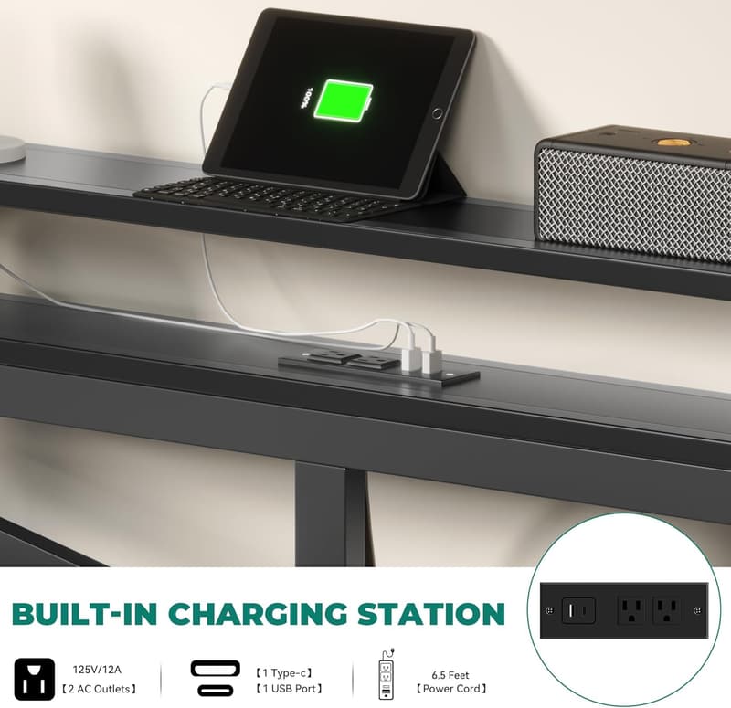 Twin Size Floating Bed Frame with LED Light & USB Charging Station