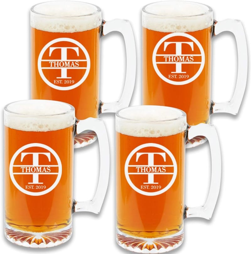Personalized Etched Beer Mugs for Men - Perfect for Anniversaries