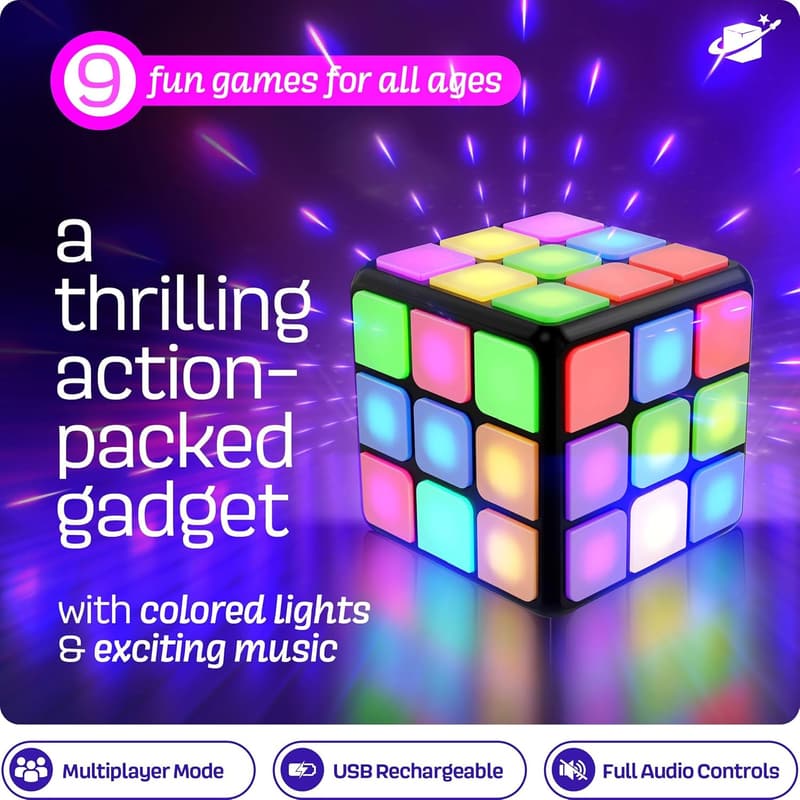 Rechargeable Game Activity Cube - Fun Brain Games for Kids