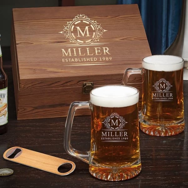 Personalized Hamilton Engraved Beer Mug Gift Set