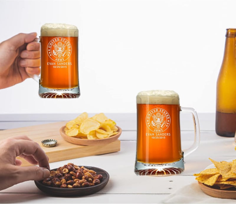 Personalized Military Beer Glass Set - 4x 16 oz. for Service Members