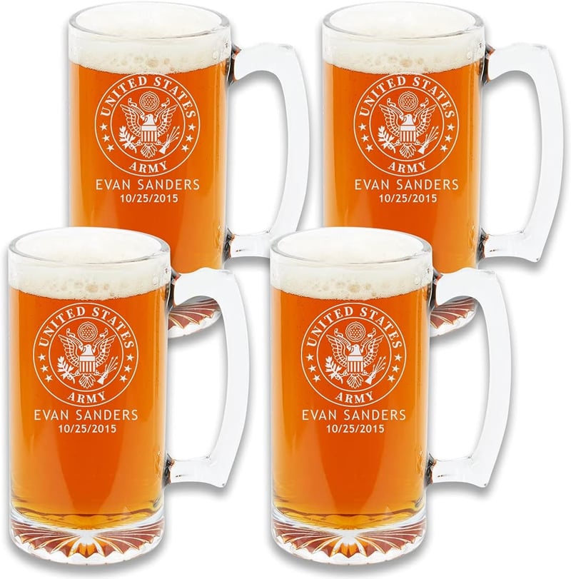 Personalized Military Beer Glass Set - 4x 16 oz. for Service Members