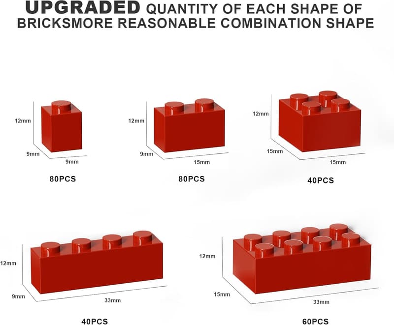 Building Block Set: 300 Classic Red Bricks for Ages 6-10
