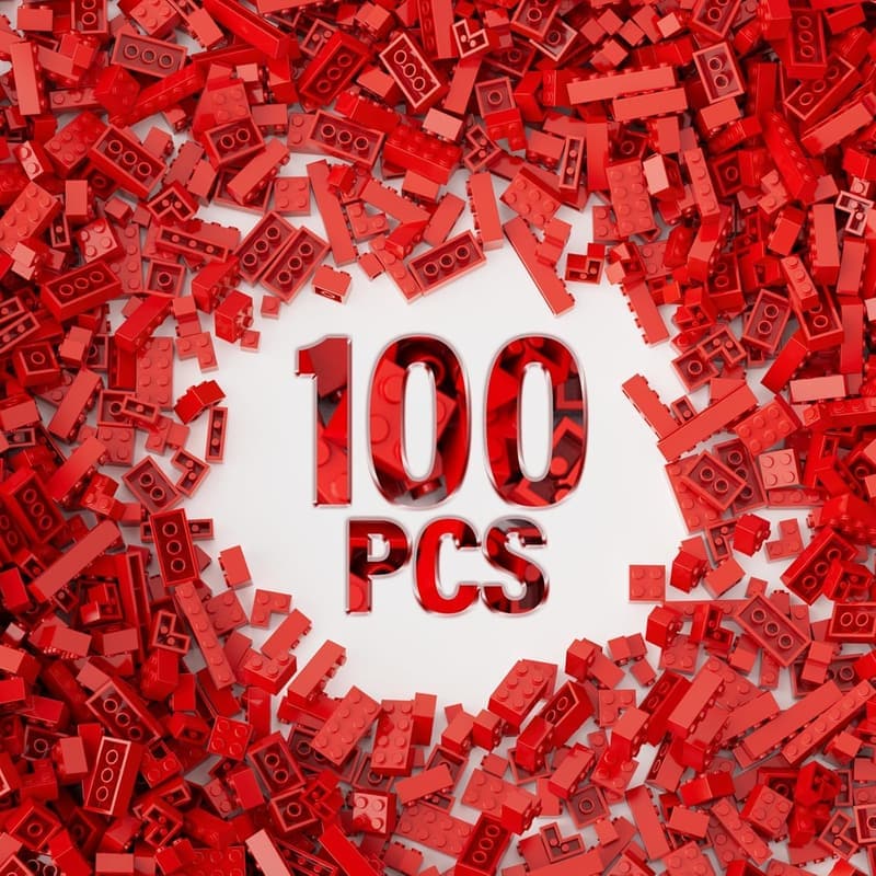 Red Building Blocks - 100 Piece Compatible with LEGO