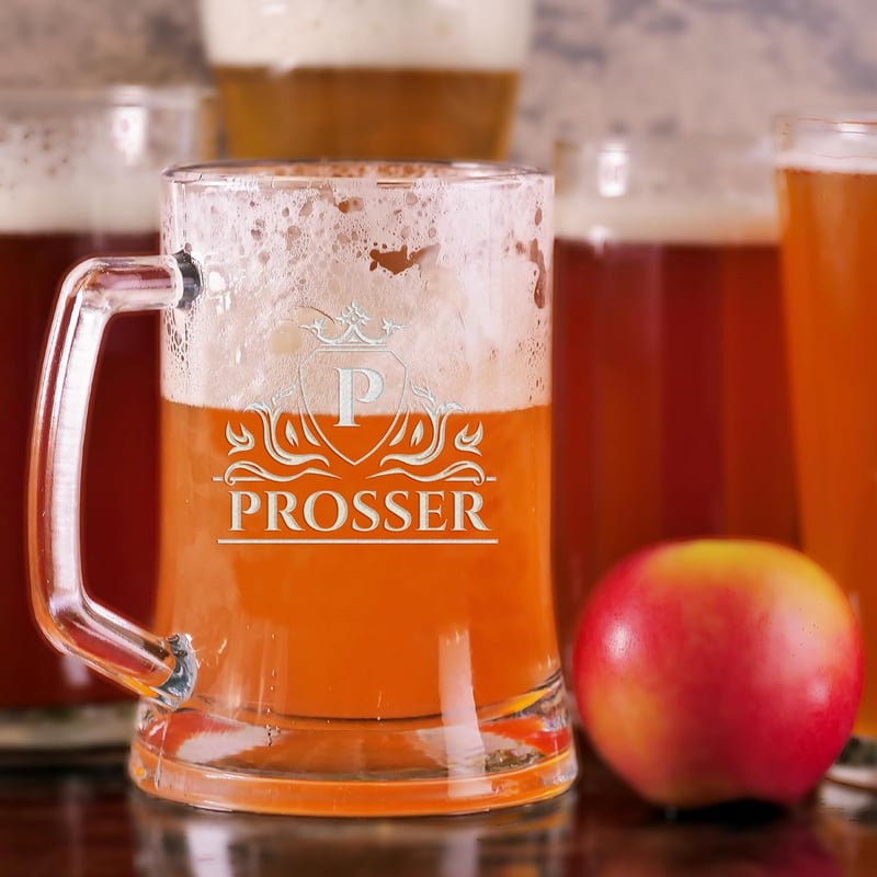 Custom Monogrammed Beer Mugs - Fun Gift for Friends (4 Pack)