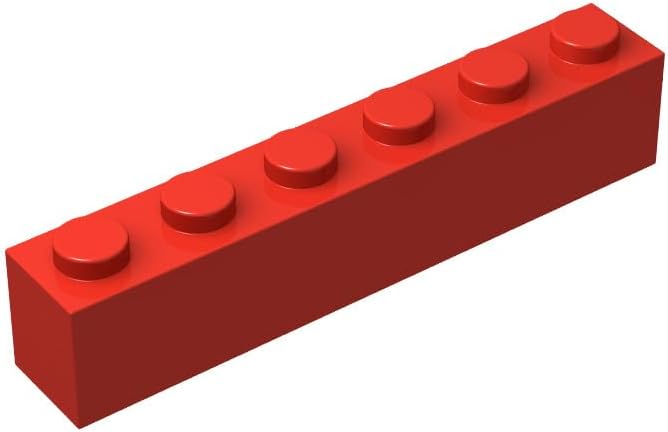 100-Piece Red Classic 1x6 Building Bricks, Compatible with Lego