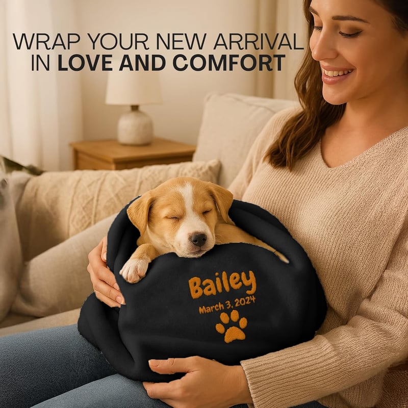 Custom Embroidered Puppy Blanket for Dog Lovers