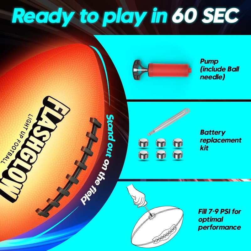 Glow in the Dark Football for Boys - Ages 8-15 Birthday Gift