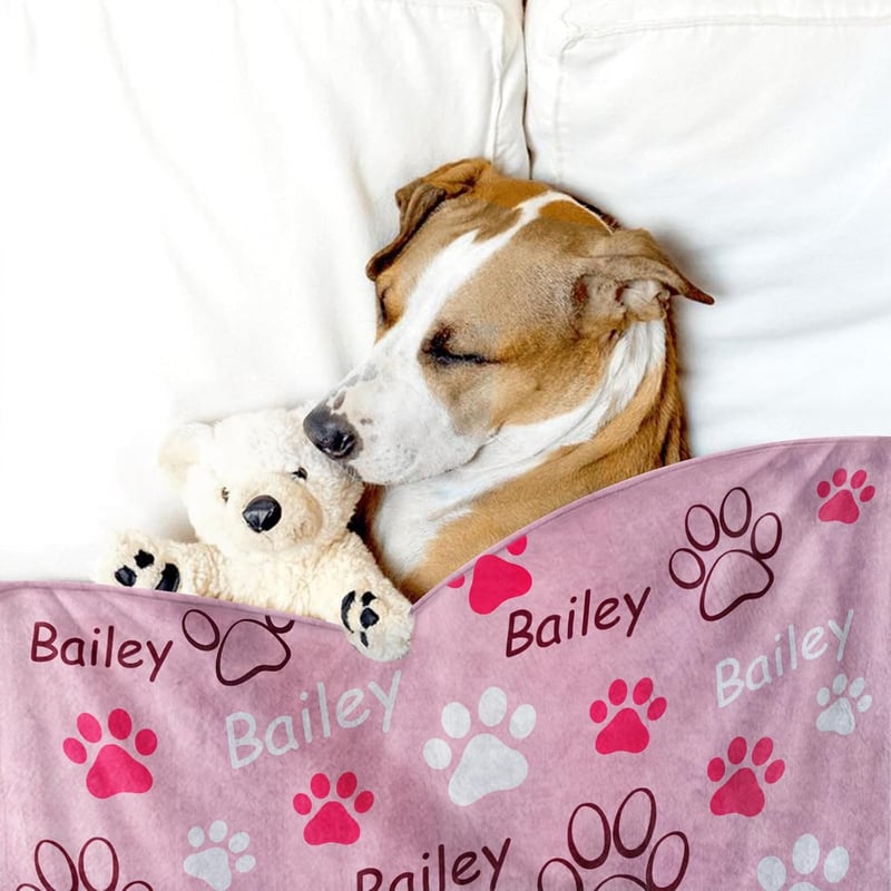 Customized Pet Blanket with Name - Personalized Dog Throw