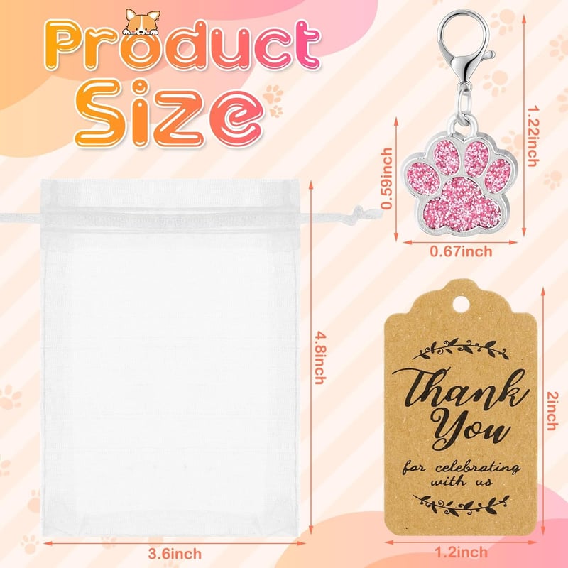 Puppy Birthday Party Favors Set with Dog Keychains & Tags