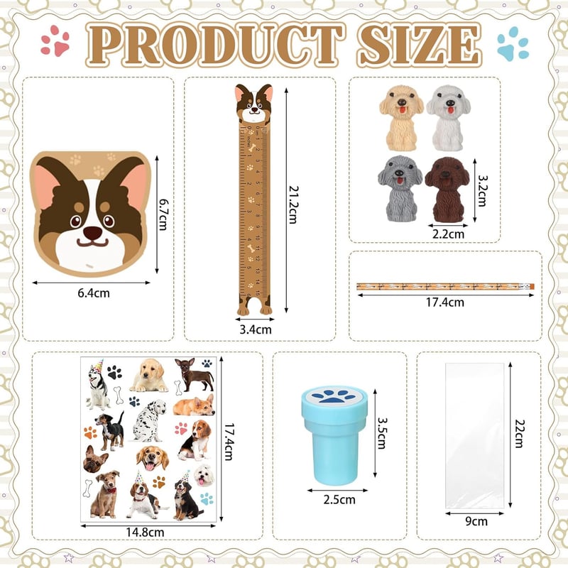Dog Party Favors Set – 168 Pcs Puppy Theme Stationery