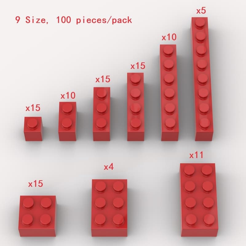 Red Classic Building Blocks Set - 100 Piece Assortment