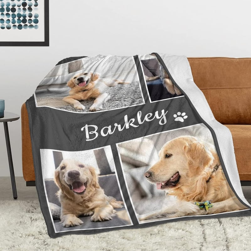 Personalized Dog Blanket with Photos - Pet Memorial Gift