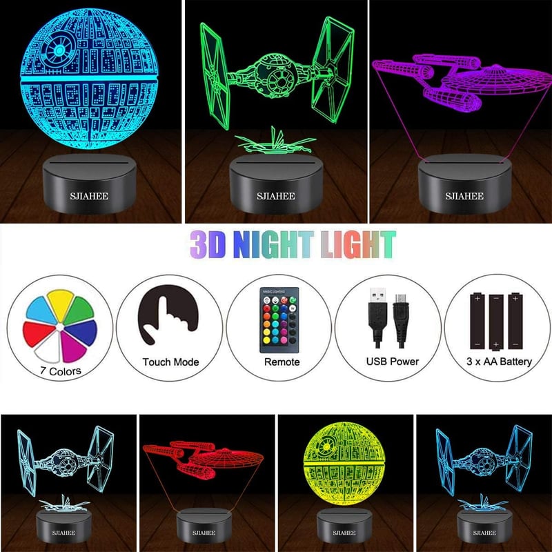 Star Wars 3D Lamp with Remote Control & 16 Color Options
