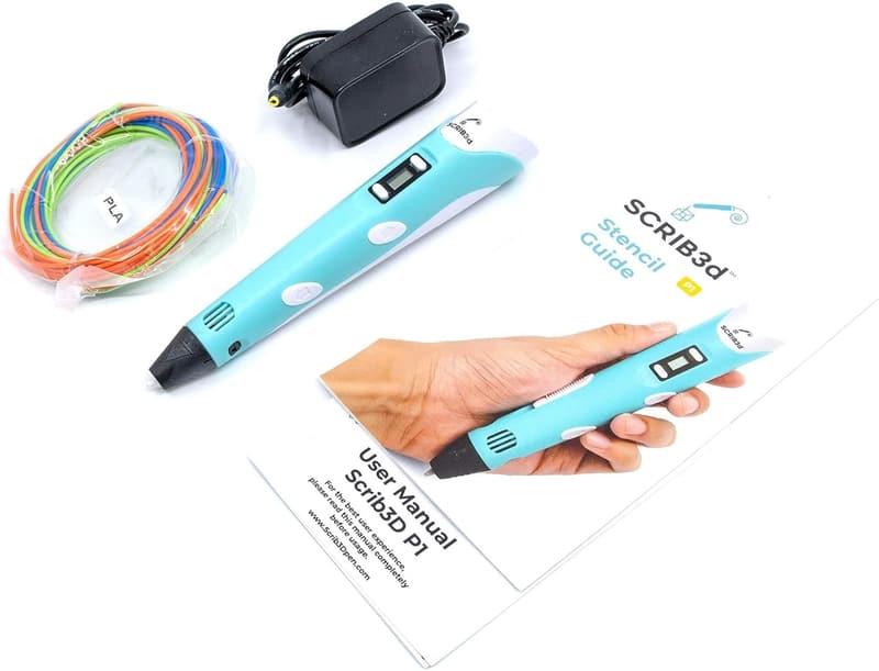 3D Printing Pen Kit with Display, Filament, Stencil Book, Charger
