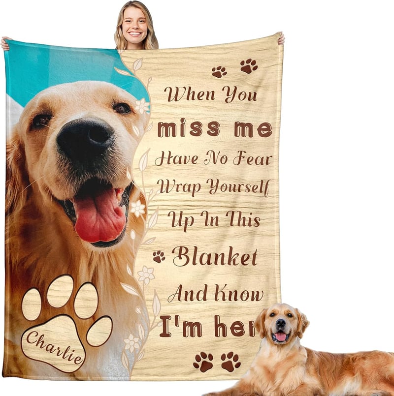 Personalized Pet Memorial Blanket with Photo and Name