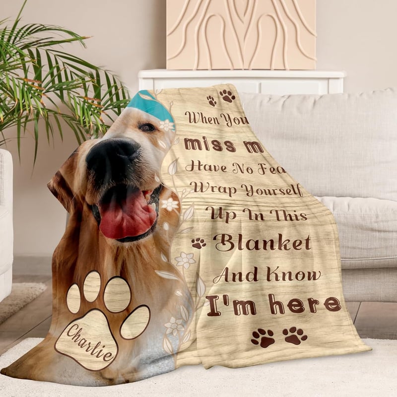 Personalized Pet Memorial Blanket with Photo and Name