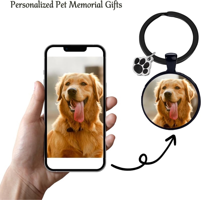 Personalized Pet Photo Keychain with Engraved Pawprint
