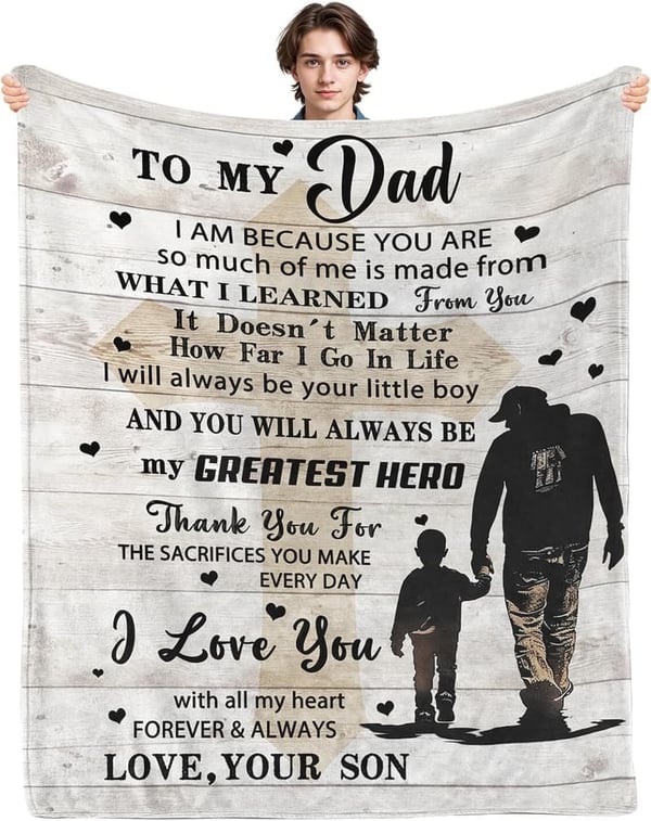 Birthday Blanket for Dad - Soft Fleece Throw, 80x60 Inches