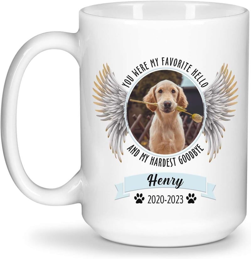Personalized Dog Remembrance Travel Mug with Photo and Name