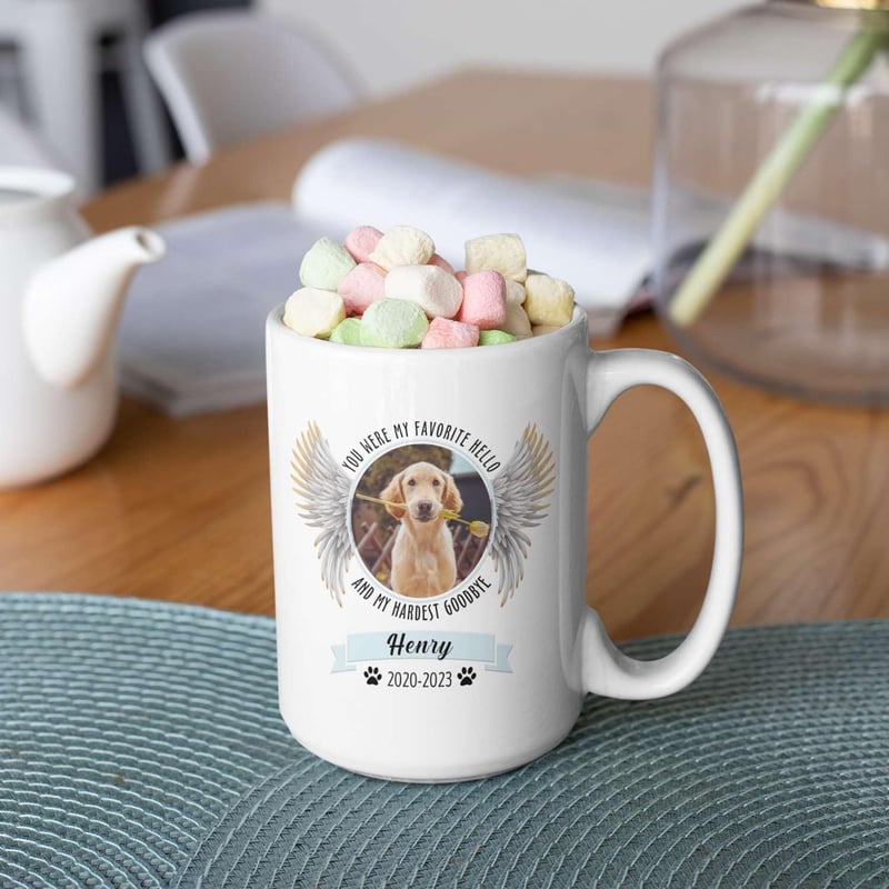 Personalized Dog Remembrance Travel Mug with Photo and Name