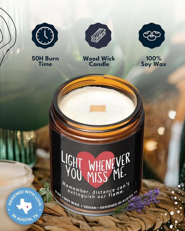 Long Distance Relationship Candle - Thoughtful Gift for Couples