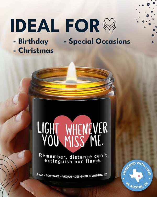 Long Distance Relationship Candle - Thoughtful Gift for Couples