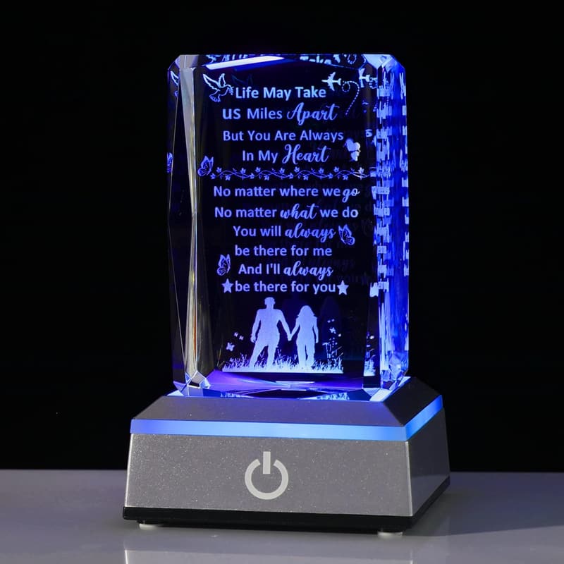 Long Distance Relationship Gift: 3D Engraved Quote Base for Couples