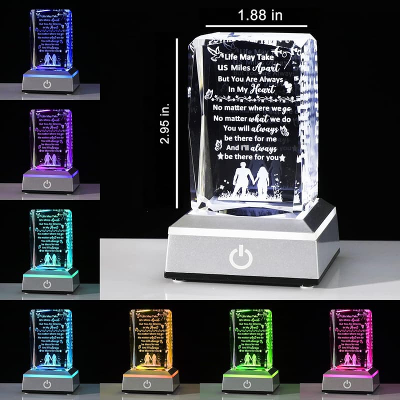 Long Distance Relationship Gift: 3D Engraved Quote Base for Couples