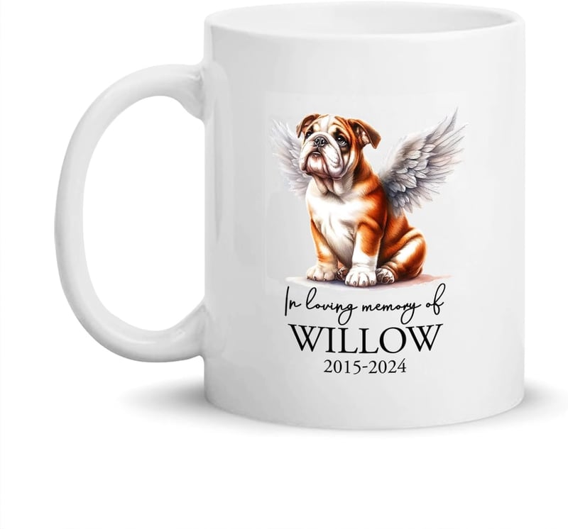 Personalized Dog Memorial Mug - Angel Wings Design, 11oz & 15oz