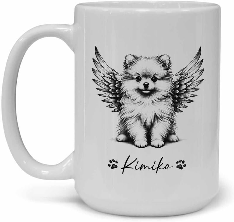 Personalized Pomeranian Travel Mug with Custom Pencil Drawing