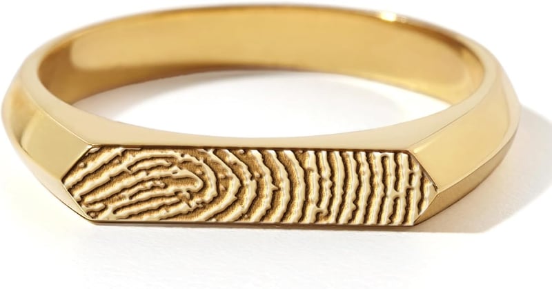 Personalized Fingerprint Signet Ring in 925 Sterling Silver