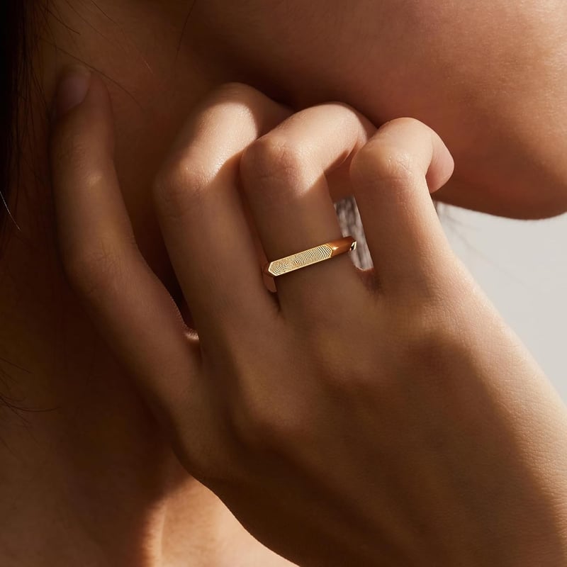 Personalized Fingerprint Signet Ring in 925 Sterling Silver