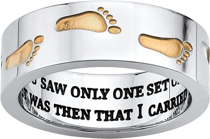 Two-Tone Footprints in the Sand Ring - Gold Ion-Plated, Sizes 6-14