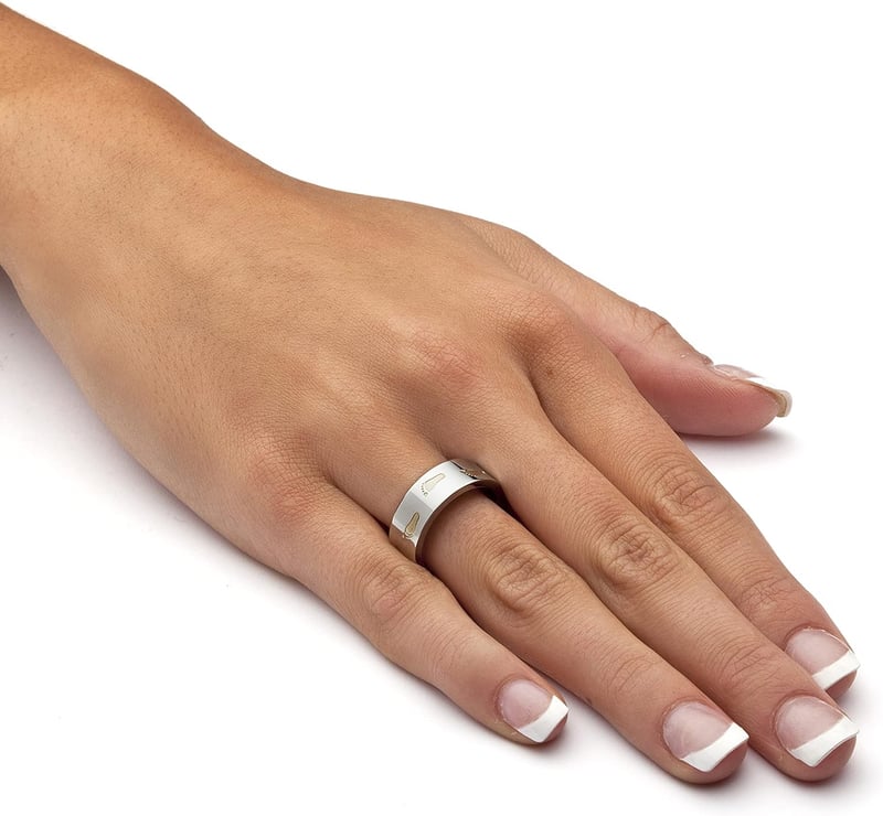 Two-Tone Footprints in the Sand Ring - Gold Ion-Plated, Sizes 6-14