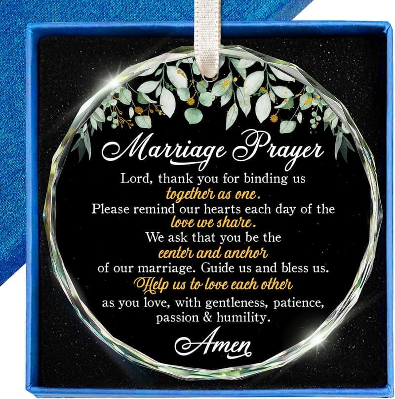 2025 Wedding Gift: Christian Marriage Prayer Glass Ornament