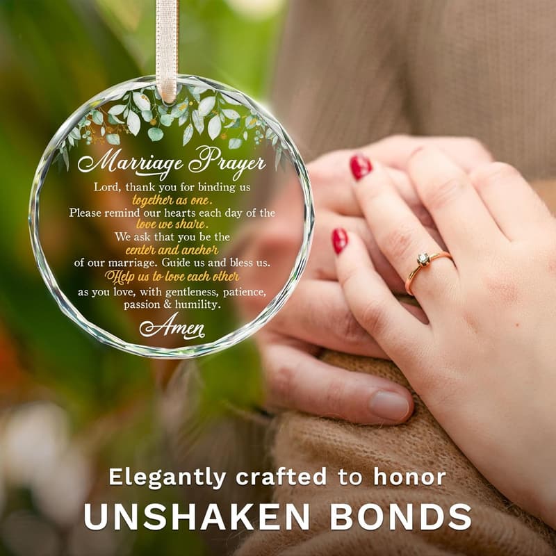 2025 Wedding Gift: Christian Marriage Prayer Glass Ornament
