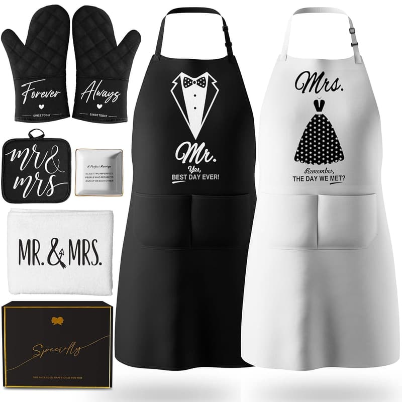 Couples' Apron Set - 8 Pack for Anniversaries and Weddings