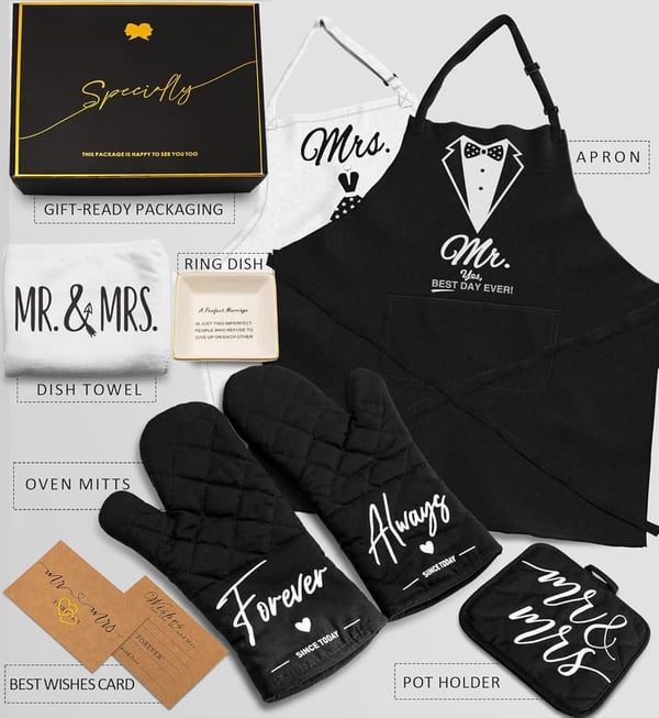 Couples' Apron Set - 8 Pack for Anniversaries and Weddings