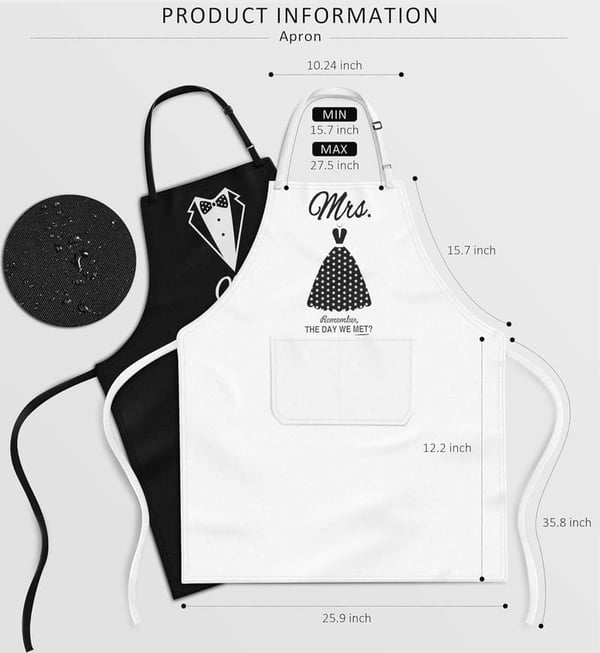 Couples' Apron Set - 8 Pack for Anniversaries and Weddings