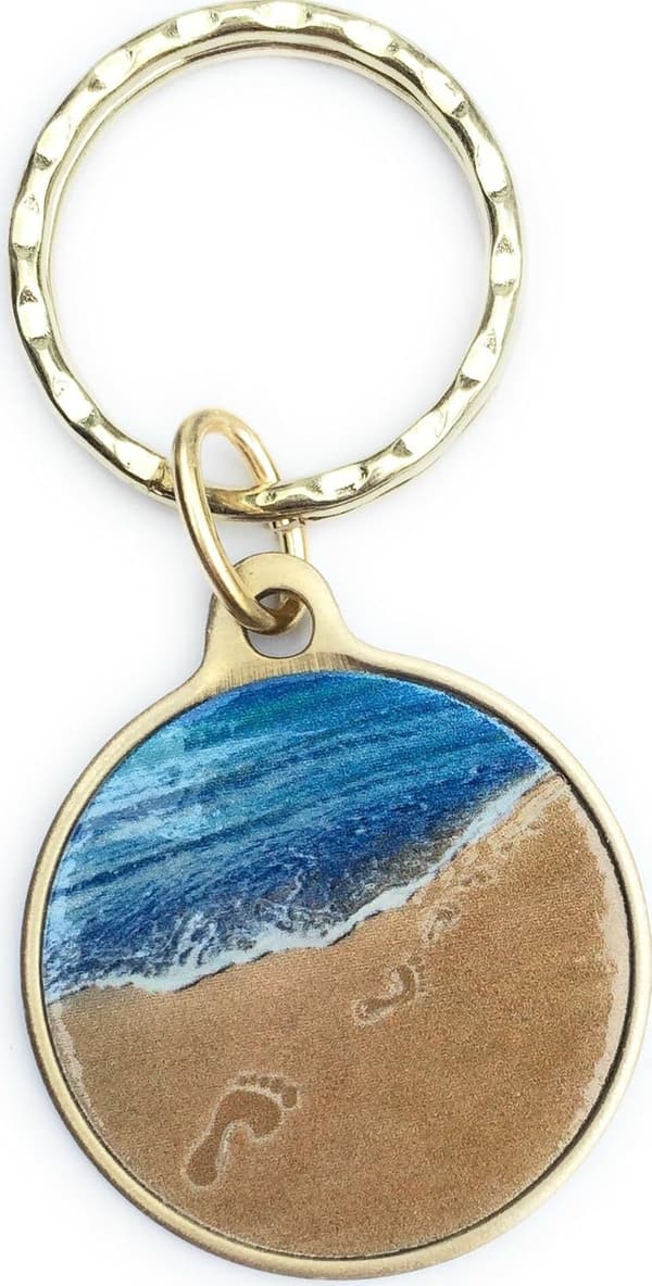 Footprints in the Sand Bronze Keychain - Spiritual Gift