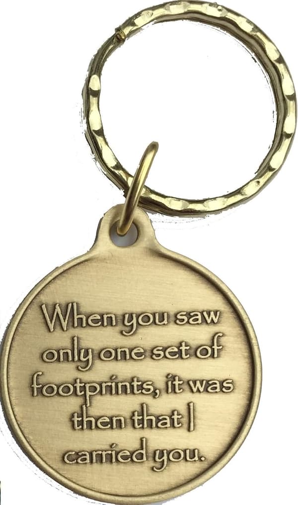 Footprints in the Sand Bronze Keychain - Spiritual Gift
