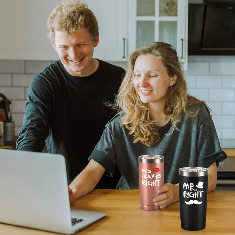 Wedding Tumbler Set for Couples - Stainless Steel, 20oz