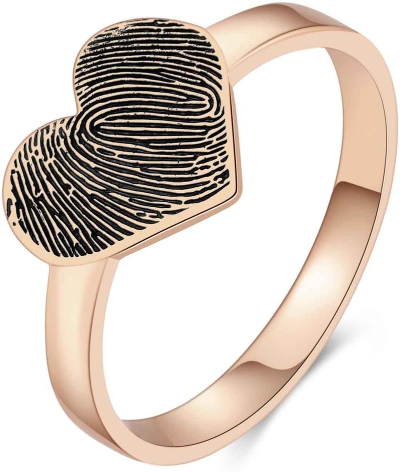 Personalized Memorial Fingerprint Ring for Mother's Day
