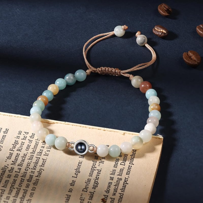 Personalized Birthstone Bracelet with Photo Charm for Women
