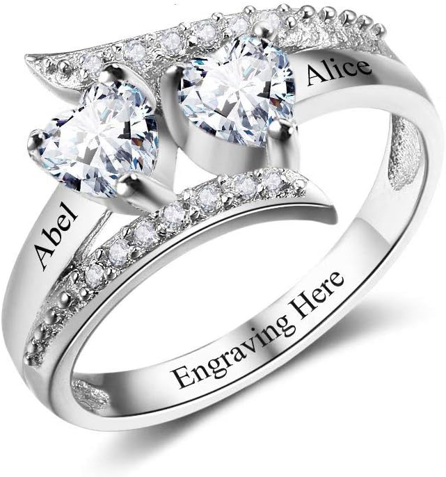 Personalized 925 Sterling Silver Promise Ring with Birthstones
